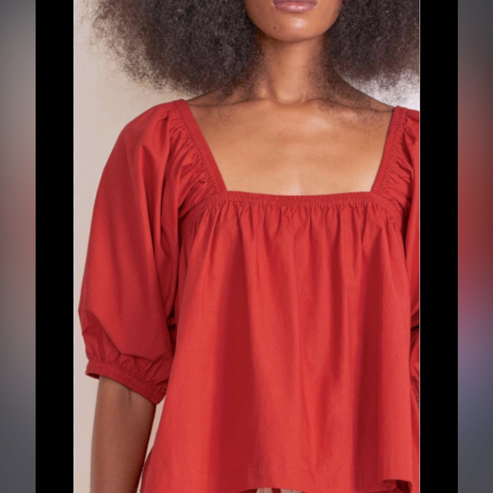2/$50 or 3/$75  Apiece Apart Gali Shirred Top in Mango